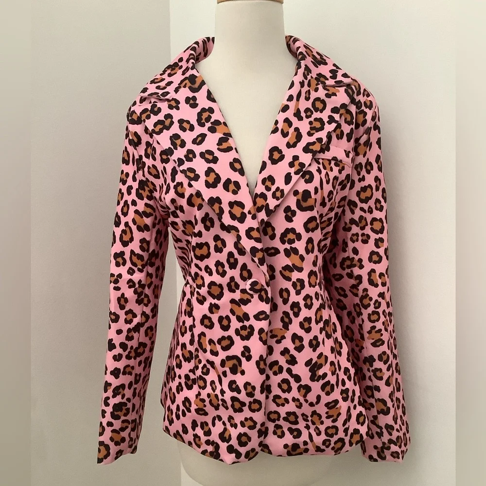 PINK ANIMAL PRINT BLAZER - Picture 4 of 4